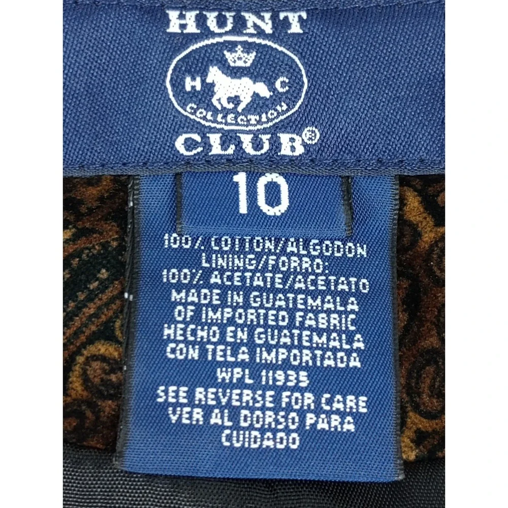 VTG Hunt Club Women's 10 Brown Paisley Velvet Button Up Lined Vest Pockets